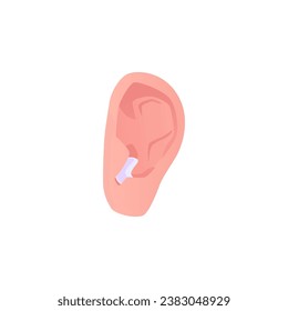 Hearing aid medical gadget in ear vector illustration. BTE devices with external receiver, microphone for deaf people. Hearing loss assistance with electrical stimulation of the auditory nerve