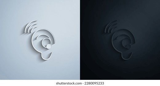 icono de papel de audífono con efecto de sombra diseño de iluminación vectorial