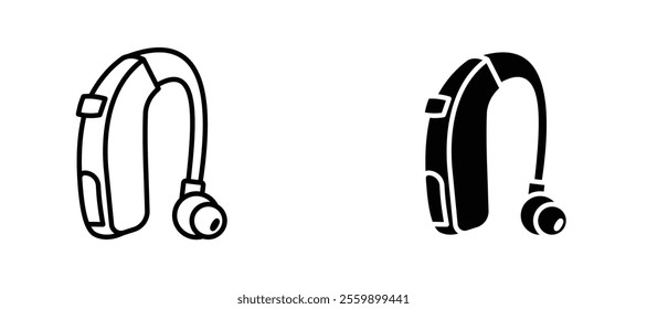 Hearing aid receiver Icon set in black color for ui designs