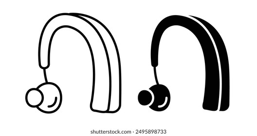 Icono de Vector del receptor de audífonos en color negro.
