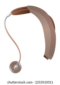 Hearing aid. Sound amplifier for patients with hearing loss. Medicine and health. Realistic object. Treatment and prosthetics in otolaryngology