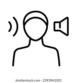 Hearing Aid with Sound Wave. Linear style sign isolated on white background. Vector illustration