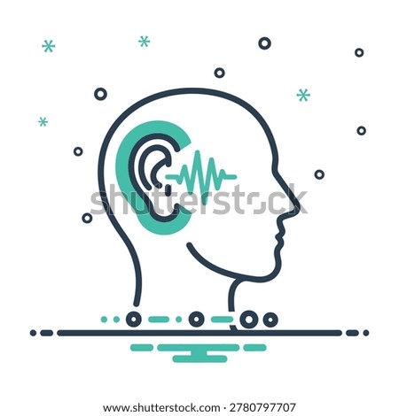Hearing aid technology concept with sound wave in ear, symbolizing hearing loss and auditory innovation