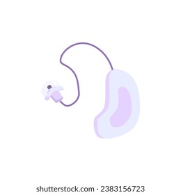 Hearing aid, vector illustration. Isolated in white. A medical device to help the hearing impaired, drawing in simple flat style.