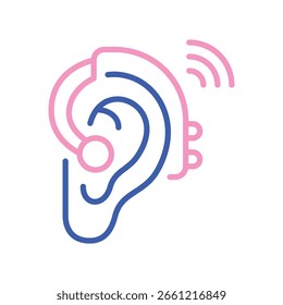 Vetor de aparelho auditivo para dispositivo de assistência sonora, ilustração de dispositivo auditivo, tecnologia de suporte auditivo para idosos