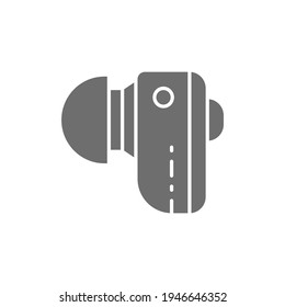 Hearing aid, wireless headphones gray icon. Isolated on white background