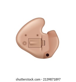 Hearing aids for loss care isolated icon template. Realistic device for audiology and audiometry on white background. 3d vector illustration