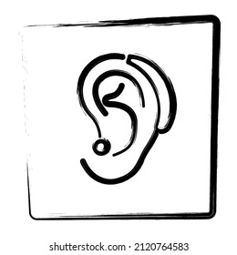 Hearing Amplifier, Framed Brush Strokes, Vector Illustration.