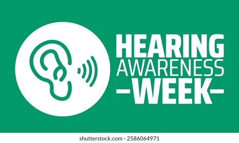 Hearing Awareness Week background banner or poster design template. observed every year in March. Holiday concept. Use to any Template, card, poster, placard, template.