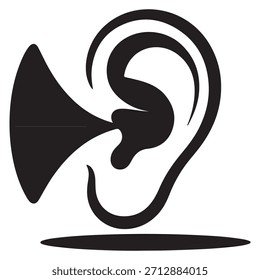 Concepto de audición con entrada estilizada de oído y sonido