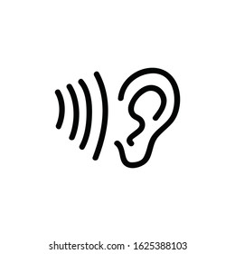 hearing doodle icon, vector illustration