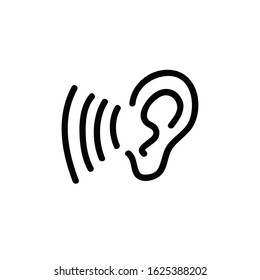 hearing doodle icon, vector illustration