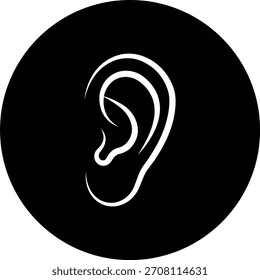 Ohrhörer-Symbol in schwarzer flacher Linie Stil, auditorischer Sinn Symbol Illustration Pack von Ton Hörzeichen, Umriss Ohr Grafik Bundle für sensorische Wahrnehmungselemente