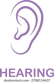 Ohrhörer-Symbol in schwarzer flacher Linie Stil, auditorischer Sinn Symbol Illustration Pack von Ton Hörzeichen, Umriss Ohr Grafik Bundle für sensorische Wahrnehmungselemente