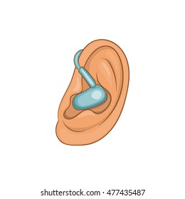 Hearing ear icon in cartoon style on a white background