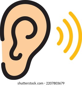 Hearing, ear icon, vector graphics stock illustration.