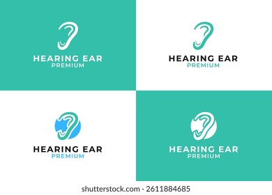 Hearing ear logo design template vector illustration