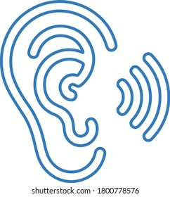 Hearing, ear outline icon, line vector