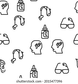 Hearing Equipment Vector Seamless Pattern Thin Line Illustration