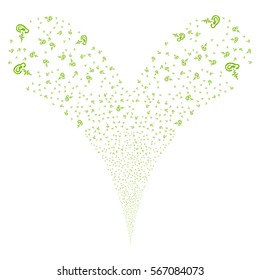 Hearing fireworks stream. Vector illustration style is flat eco green iconic symbols on a white background. Object double fountain created from random symbols.