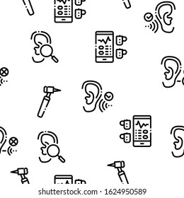 Hearing Human Sense Seamless Pattern Vector Thin Line. Illustrations