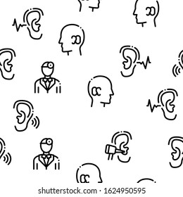 Hearing Human Sense Seamless Pattern Vector Thin Line. Illustrations