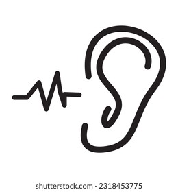 Hearing icon, ear icon,  Icon of five human senses.  hearing  simple icon vector illustration.