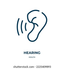 Hearing icon. Linear vector illustration from health collection. Outline hearing icon vector. Thin line symbol for use on web and mobile apps, logo, print media.