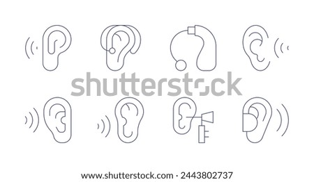 Hearing icons. Editable stroke. Containing auditory, hearingaid, hearing, ear.