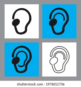 Hearing impaired icon set flat design illustration