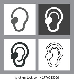 Hearing impaired icon set flat design illustration