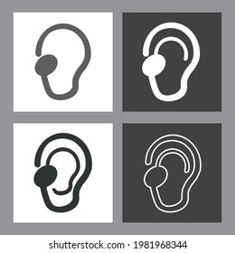 Hearing impaired icon set flat design illustration