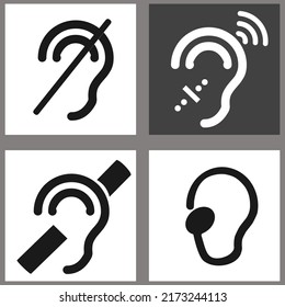 Hearing impaired icon set flat design illustration