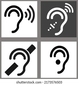 Hearing impaired icon set flat design illustration