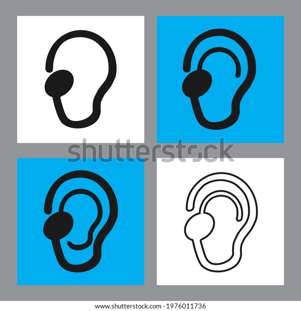 Hearing Impaired Icon Set Flat Design Stock Vector (Royalty Free