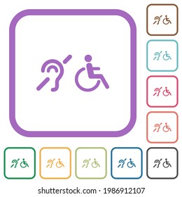 Hörgeschädigte und Rollstuhlsymbole, einfache Symbole auf weißem Hintergrund