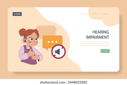 Hearing Impairment concept. A young girl with a cochlear implant listens intently, symbolizing the journey towards improved communication. Celebrating technological advances in hearing.