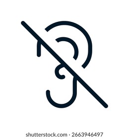 Icono de la discapacidad auditiva, muestra del logotipo del Vector, ilustración, forma, diseño, icono de la interfaz de usuario de UX, eps editable