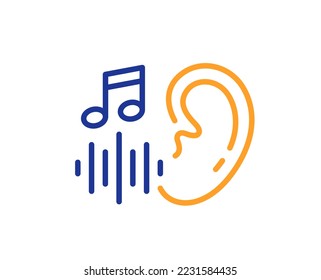 Icono de la línea de audición. Señal de mensaje de audio. Símbolo de correo de voz. Concepto colorido del contorno de línea delgada. Icono de audición de estilo lineal. Trazo editable. Vector