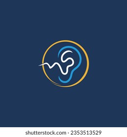 el diseño del logotipo de la audición. Ilustración vectorial oreja y onda abstracta. diseño de logotipo moderno icono vectorial