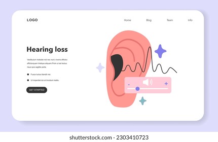 Hearing loss concept. Human ear disease or disability. Deaf person problem. Flat vector illustration