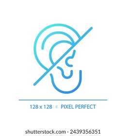 Hearing loss gradient linear vector icon. Intellectual disability, hearing aids. Deafness recovery. Lifelong ear trauma. Thin line color symbol. Modern style pictogram. Vector isolated outline drawing