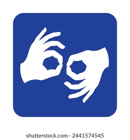 hearing loss symbol, American Sign Language (ASL) is a natural language that serves as the predominant sign language of Deaf communities. Disability Vector sign icon symbol illustration human hand