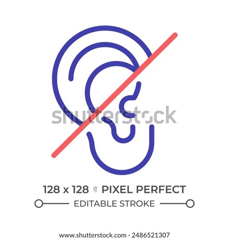 Hearing loss two color line icon. Intellectual disability, hearing aids. Injury recovery. Lifelong ear trauma bicolor outline symbol. Duotone linear pictogram. Isolated illustration. Editable stroke