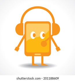 Hearing music with tablet stock vector