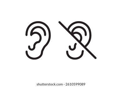 Hearing and muted ear icon set Vector