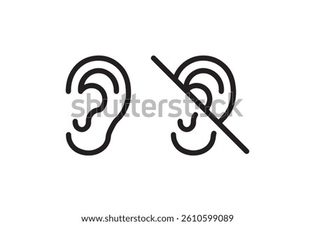 Hearing and muted ear icon set Vector