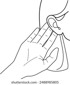 Hearing Problem, Deafness, Hearing Loss, hand drawn in thin line style