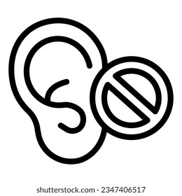 Hearing problems line icon, disability concept, lack of hearing sign on white background, lack of hearing icon in outline style mobile concept web design. Vector graphics.