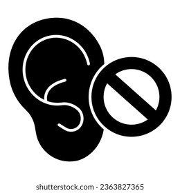 Hearing problems solid icon, disability concept, lack of hearing sign on white background, lack of hearing icon in glyph style for mobile concept and web design. Vector graphics